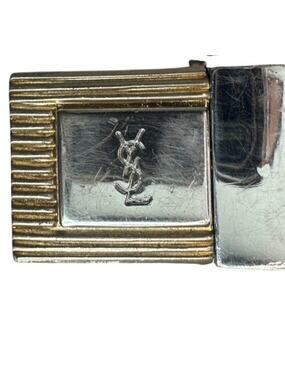YSL Reversible Leather Belt Mixed Metal Vintage Minimalist Preppy Old Money